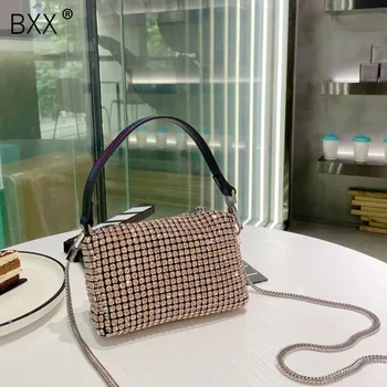 

[BXX] 2020 Autumn Diamonds Evening Bag For Women New Korean Soft Pillow Small Handbags Ladies Luxury Shoulder Bags HN968