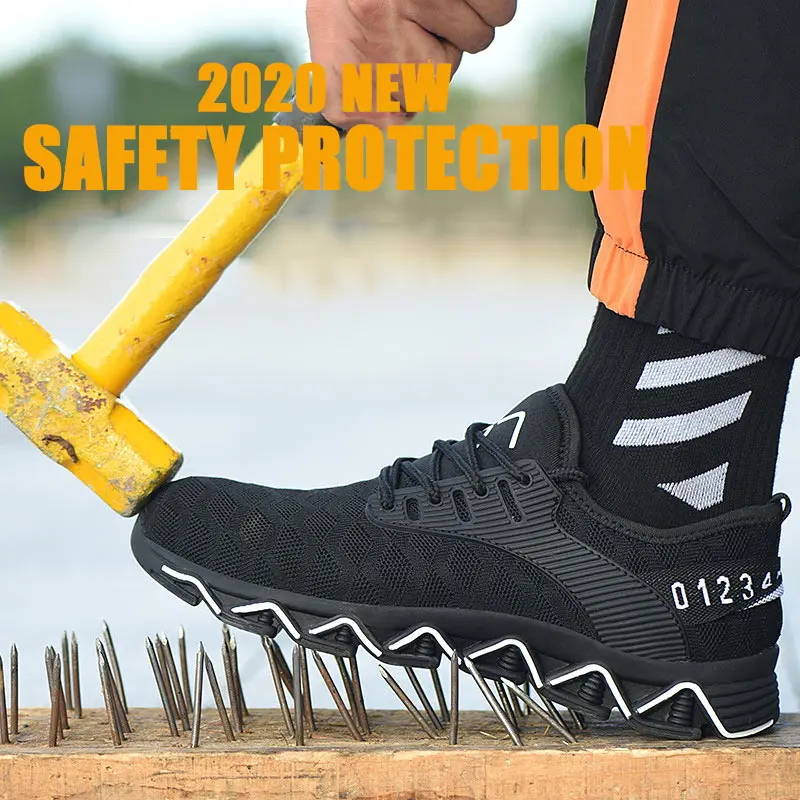 

Safety Work Shoes Anti-Smash Steel Toe Shoes Breathable Lightweight Anti-Stab Protection Shoes Men's Indestructible Safety Shoes