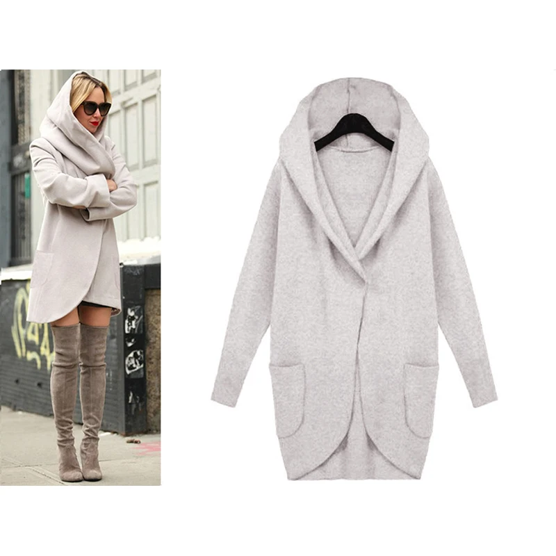 

Women Trench Coat Loose Plus Size 4XL Thin Long Coat Casual Hooded Pocket Open Stitch Windbreaker Female Outwear Streetwear Coat