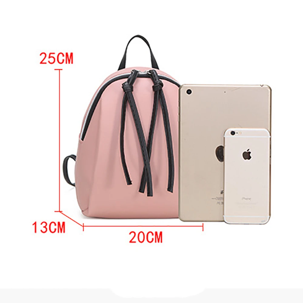 

2019 New Solid Color Double Pull Tassel Ladies Casual Small Backpack Tied Rope Leather Shoulder Bag Multi-Function Mini Backpack