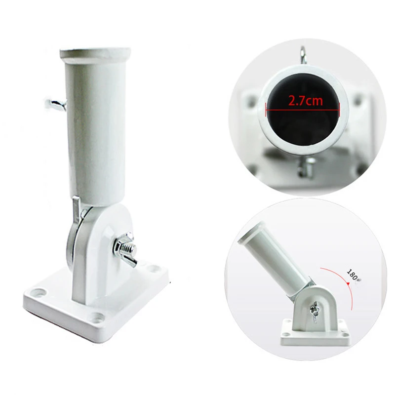 

Wall Mount Flagpole Adjustable Metal Holder Bracket White Flag Pole Windsock Base with Screws for Flags Base New