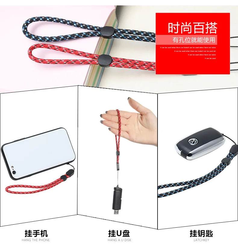 Short Braid Phone Lanyard Necklace Wrist Strap for iphone huawei redmi xiaomi Samsung Camera GoPro String Holders