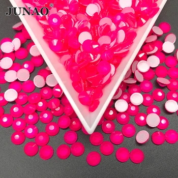 

JUNAO SS16 SS20 Neon Rose Color Glass Nail Rhinestone Round Crystal Stone Applique Flatback Diamond Strass Garment Crafts