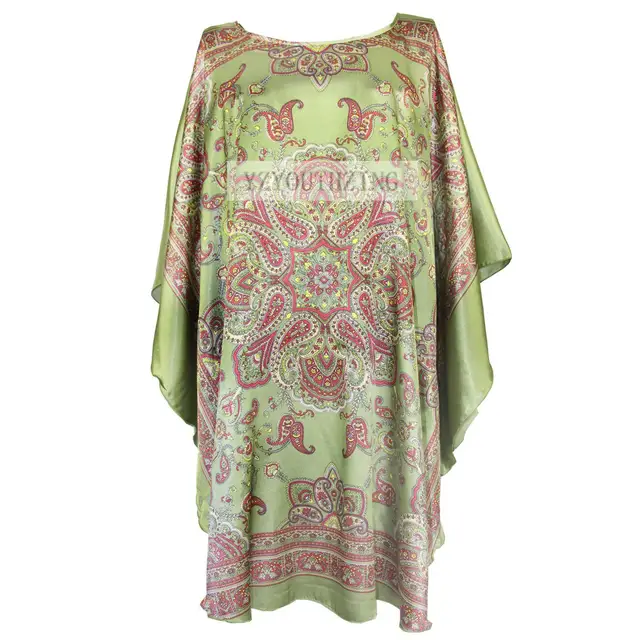 Chinese Vintage Print Lady Robe Dress Nightgown Summer Nightdress Sleepwear Women Satin Rayon Nightwear Bath Gown One Size Style 11