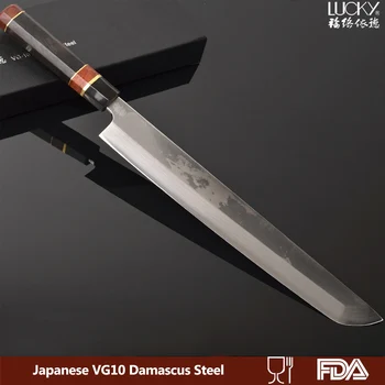 Buy 12inch Japanese Sashimi Sushi Kitchen Knife Vg10 Damascus Steel Scabbard Japan Chef Sushi Salmon Fish Filleting Knives 4.1G+