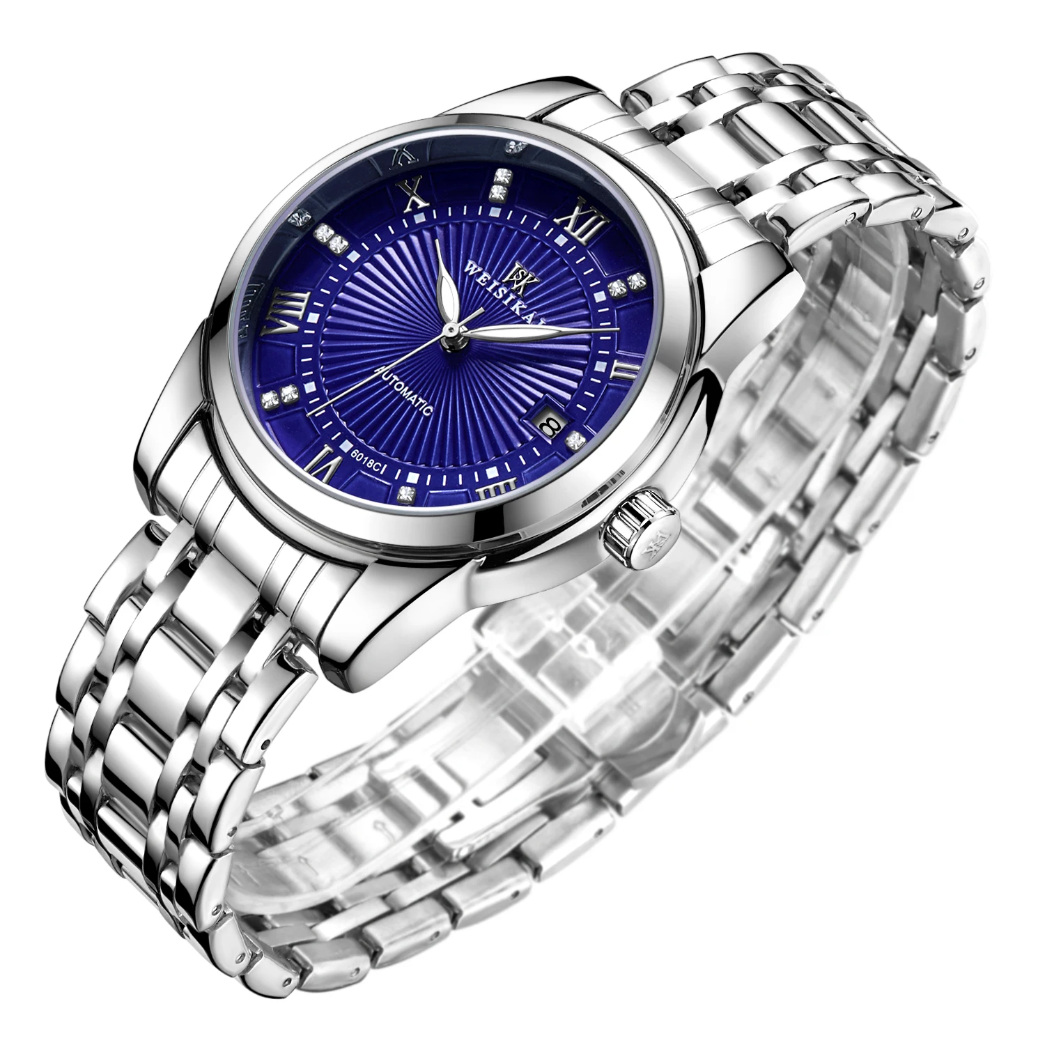 

WEISIKAI Fashion Men Watch Stainless Steel Strap Mechanical Watch Auto Date Business Male Clock Relogio Masculino Casual Dress