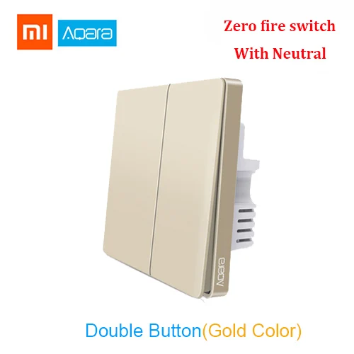 Xiao mi Aqara настенный выключатель Умный ZigBee Zero Line Fire Wire светильник с дистанционным управлением беспроводной ключ настенный выключатель без нейтрального mi Home - Цвет: with neutral 2 Gold