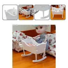 

Premium Mini Wooden Cradle Lightweight Meticulous Workmanship Dollhouse Furniture Cradle Miniature White Cradle