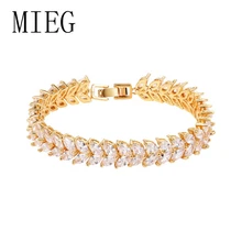 MIEG разноцветные огранка маркиз кубического циркония CZ хрустальные теннисные браслеты для свадьбы невесты или ювелирные изделия для подружек невесты