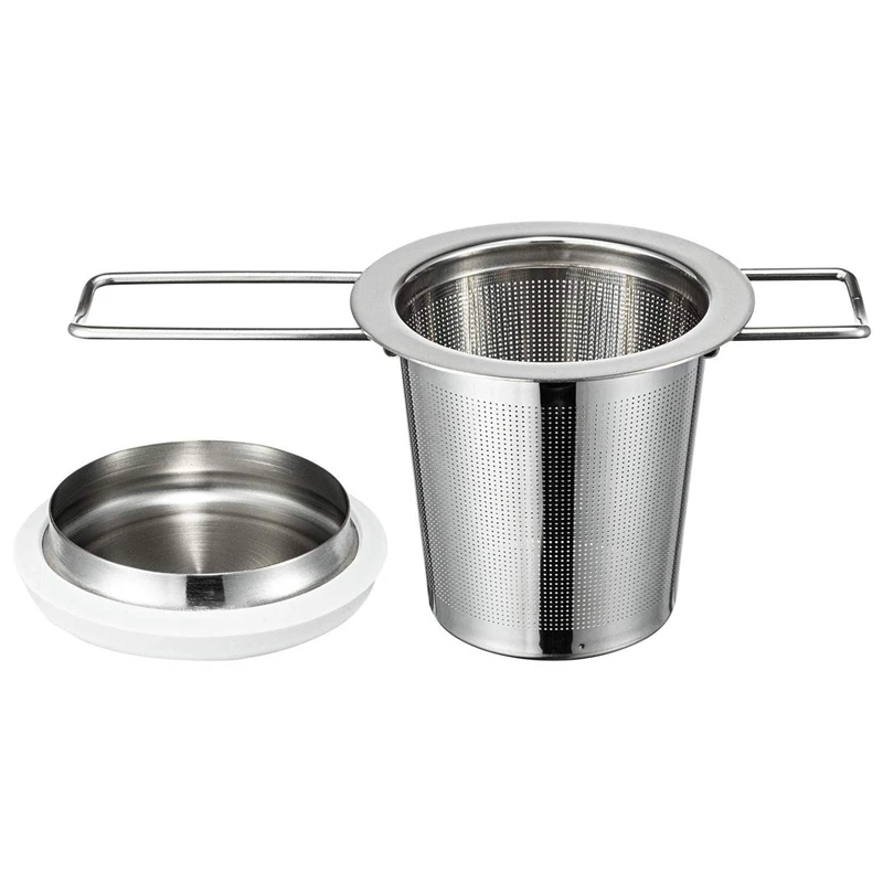 

Infuser Basket for Loose Leaf Tea and Coffee, Fine Mesh Steeping Strainer with 304 Stainless Steel & Heat Resist Silicone Ring,
