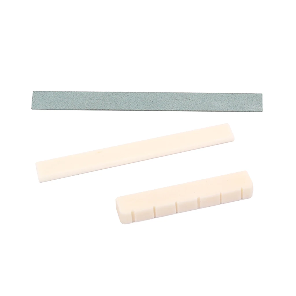 Buffalo Bone Slotted Saddle Nut W/ Fret Stone Sander For Classical Guitar