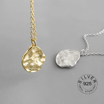 

925 Sterling Silver Necklace For Women Irregular Pendant Gold Chain Bijoux Argent 925 Massif Pour Femme Collane Jewelry