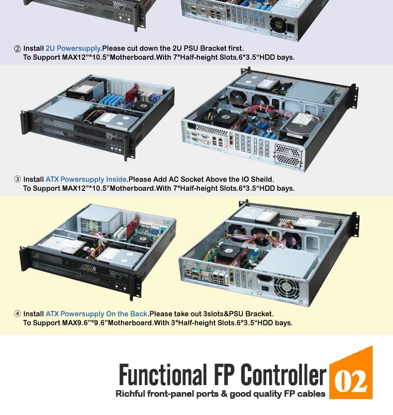industrial, PSU padrão 2U e fonte de