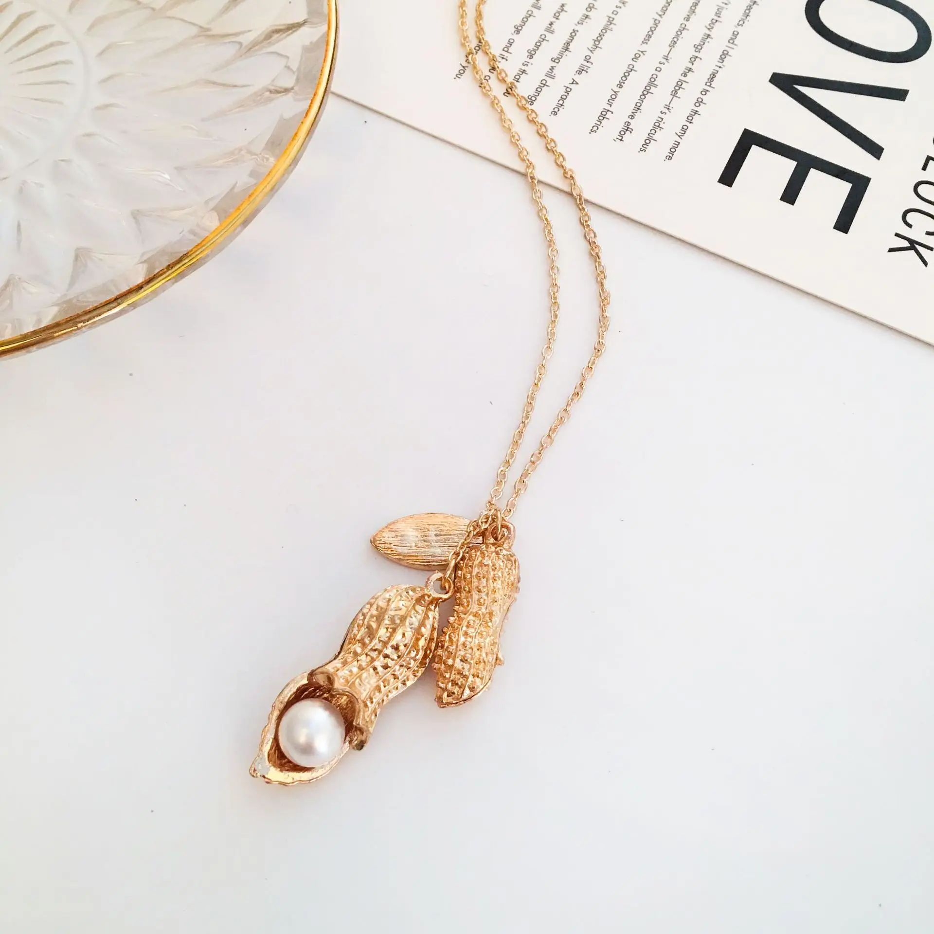 120 шт. кулон арахис с искусственным жемчугом ожерелье s для женщин и девушек