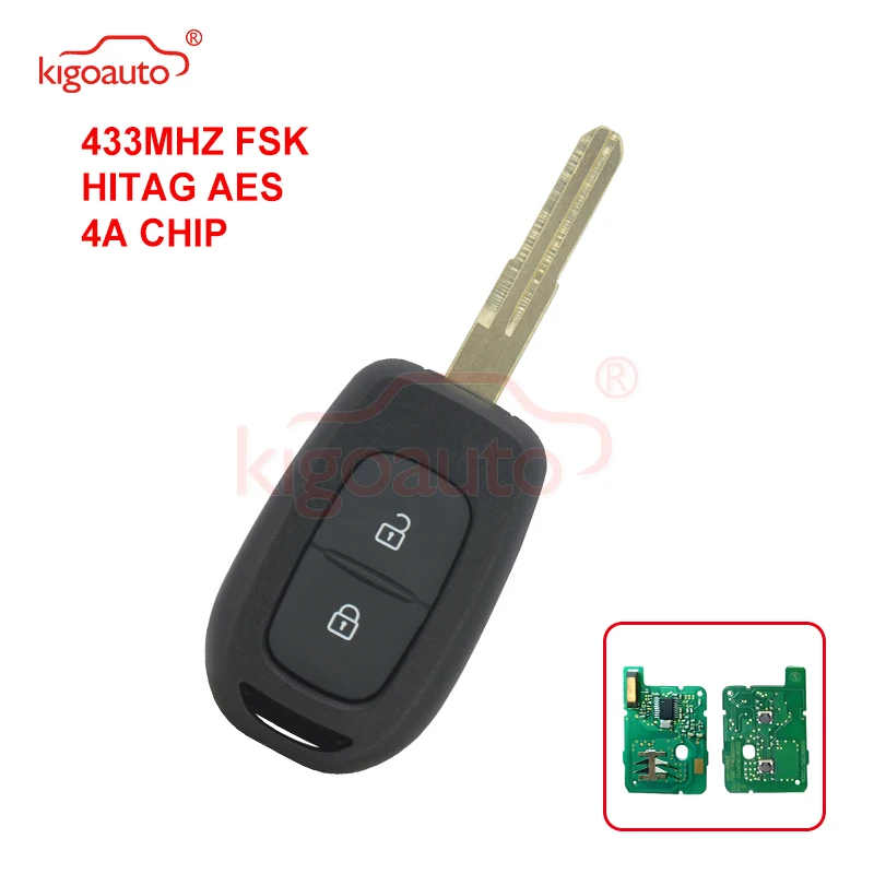

Kigoauto Remote key 2 button 433Mhz FSK VAC102 Hitag AES-4A Chip for Renault Duster Kwid Sandero Logan Clio Fluence 2013 - 2018