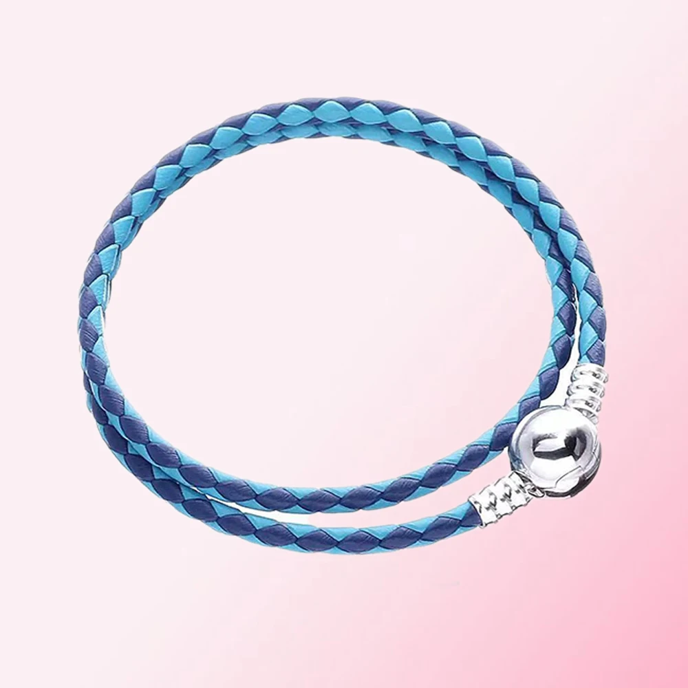 925 пробы Серебряный классический синий смешанный двойной тканый браслет женский шарм Индивидуальные ювелирные изделия