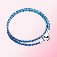 925 пробы Серебряный классический синий смешанный двойной тканый браслет женский шарм Индивидуальные ювелирные изделия