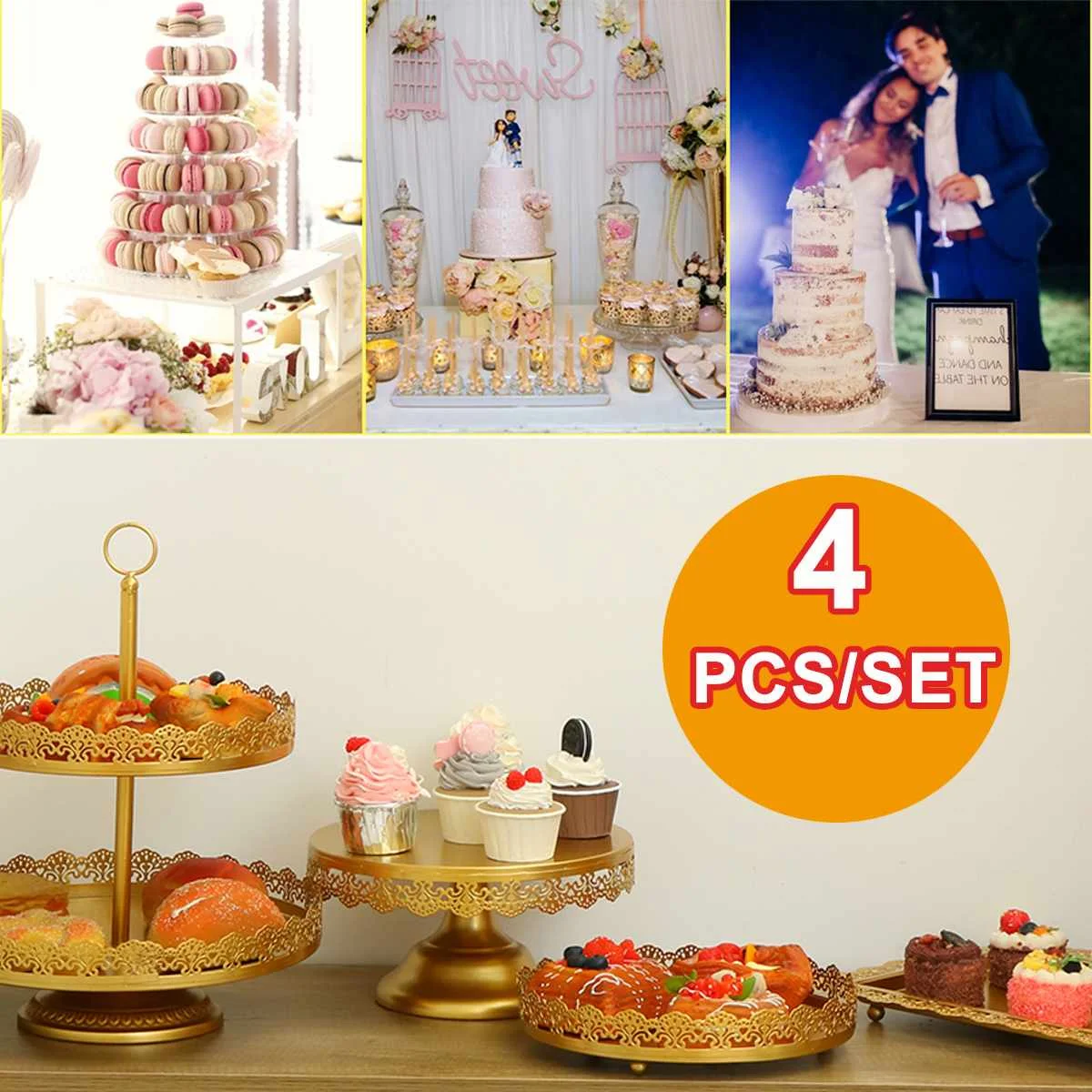 

Металлическая подставка для кексов, 4 шт./компл., подставка для десерта, для украшения торта, свадебного мероприятия, для свадебного десертного стола
