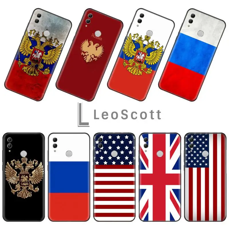 Чехол для телефона с эмблемой российского американского флага Huawei Enjoy 7 7s 8 8e 9 9e 10