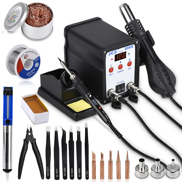 Паяльная станция JCD 2 в 1 SMD BGA цифровая паяльная с ЖК дисплеем 750 Вт тепловая пушка