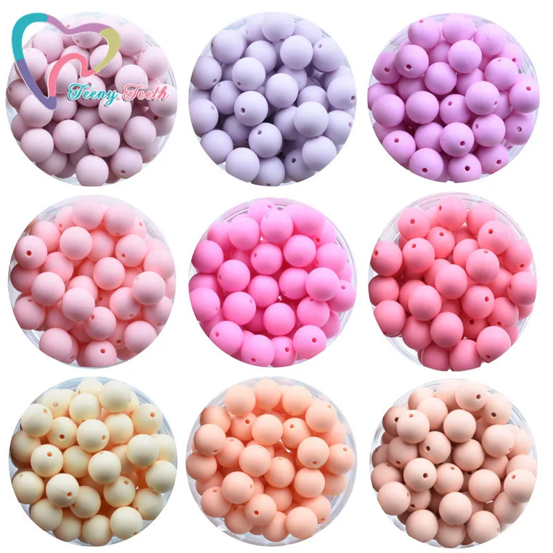 

Teeny Teeth 100 PCS Dia 12/15 MM Round Girls Candy Colors Series Silicone Loose Beads,BPA Free DIY Toys Silicone Chewable Beads