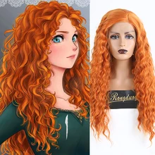 RONGDUOYI Длинные свободные глубокие волосы синтетический парик фронта шнурка боковая часть Косплей парики для женщин Оранжевый цвет волос боковая часть парик шнурка