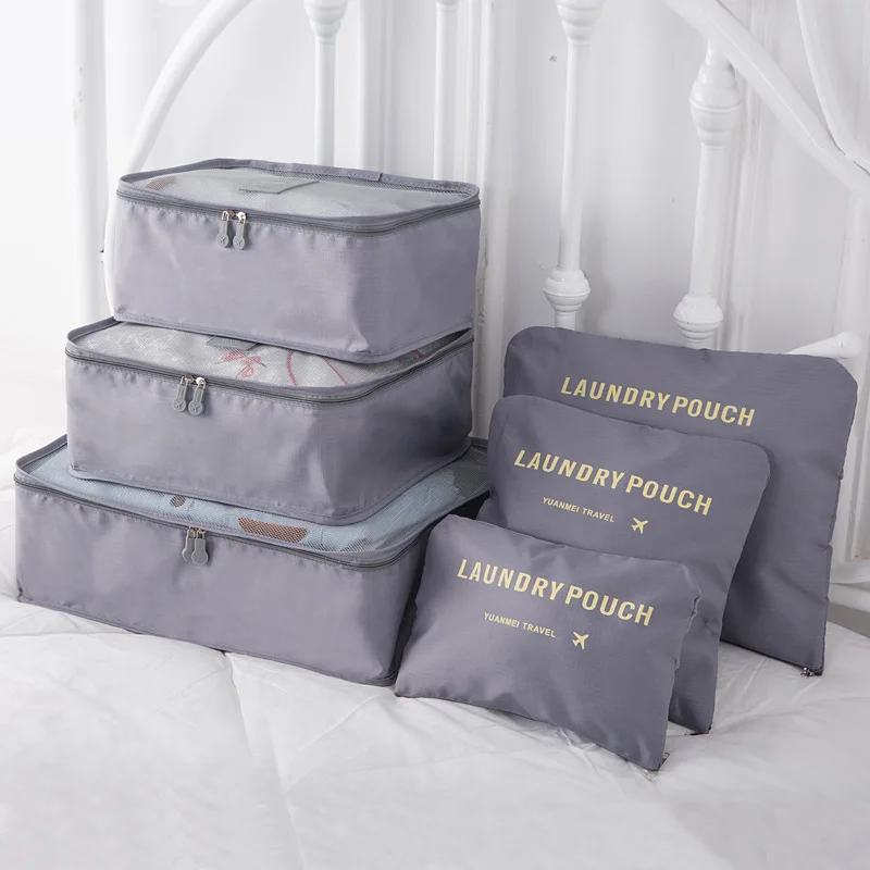 Bolsa de malla de viaje, organizador de equipaje, bolsa de cosméticos para ropa, 6 unids/set
