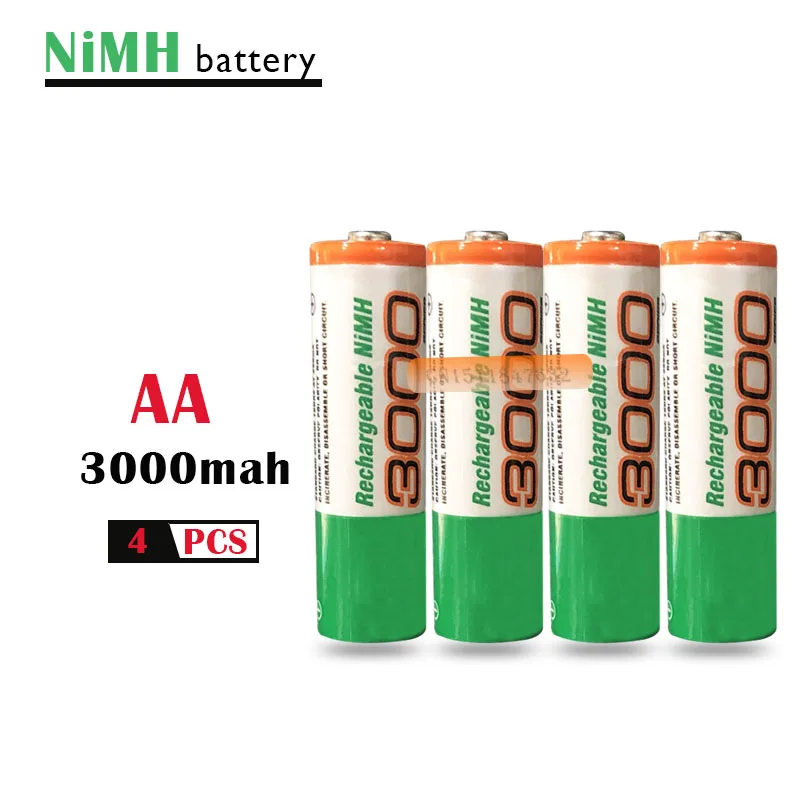 4 шт./лот AA 3000mAh 1,2 V перезаряжаемая Ni-MH батарея для фонарика лазерной ручки цифровая камера игрушка