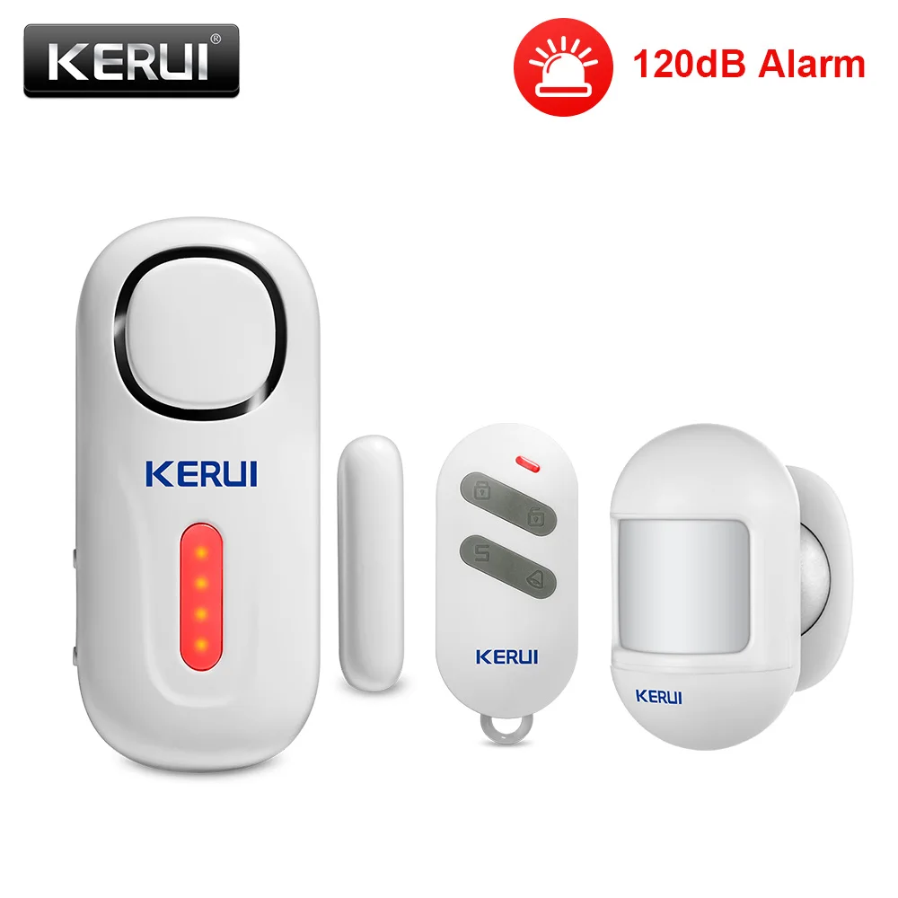 KERUI 120DB Wireless Door/Window Entry Security Burglar Sensor Alarm PIR Magnetic Smart Home Garage System Remote Control Led elderly emergency button Alarms & Sensors