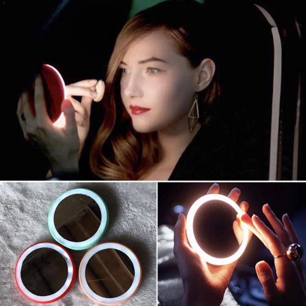 Mini Luminous Makeup Mirror Portable Cute Led Hd Smart Makeup Wear Tools For Women With Mirror