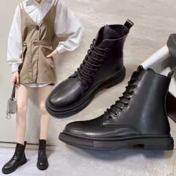 

Women's online celebrity Martin boots 2020 Autumn Korean style fashion new fairy style casual flat lace-up boots for women
