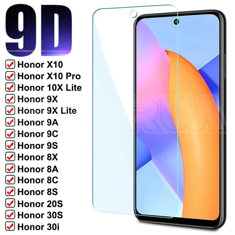 9D Protection Glass For Honor 10X 9X Lite 9A 9C 9S X10 Tempered Screen Protector on 8X 8A 8C 8S 20S 30S 10i 20i 30i | Мобильные