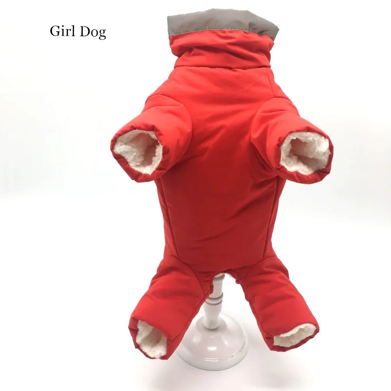Зимняя одежда для домашних животных для собак Светоотражающая Водонепроницаемая курта для собак теплые флисовые комбинезоны для щенка чихуахуа французская одежда для бульдога - Цвет: red  for  girl