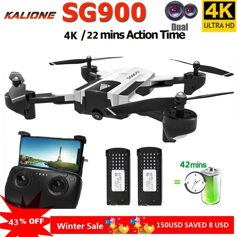 $46.39 SG900 Foldable Wifi RC Drone 4K With Camera HD Dual 50X Follow Me Quadrocopter Professional Drone L