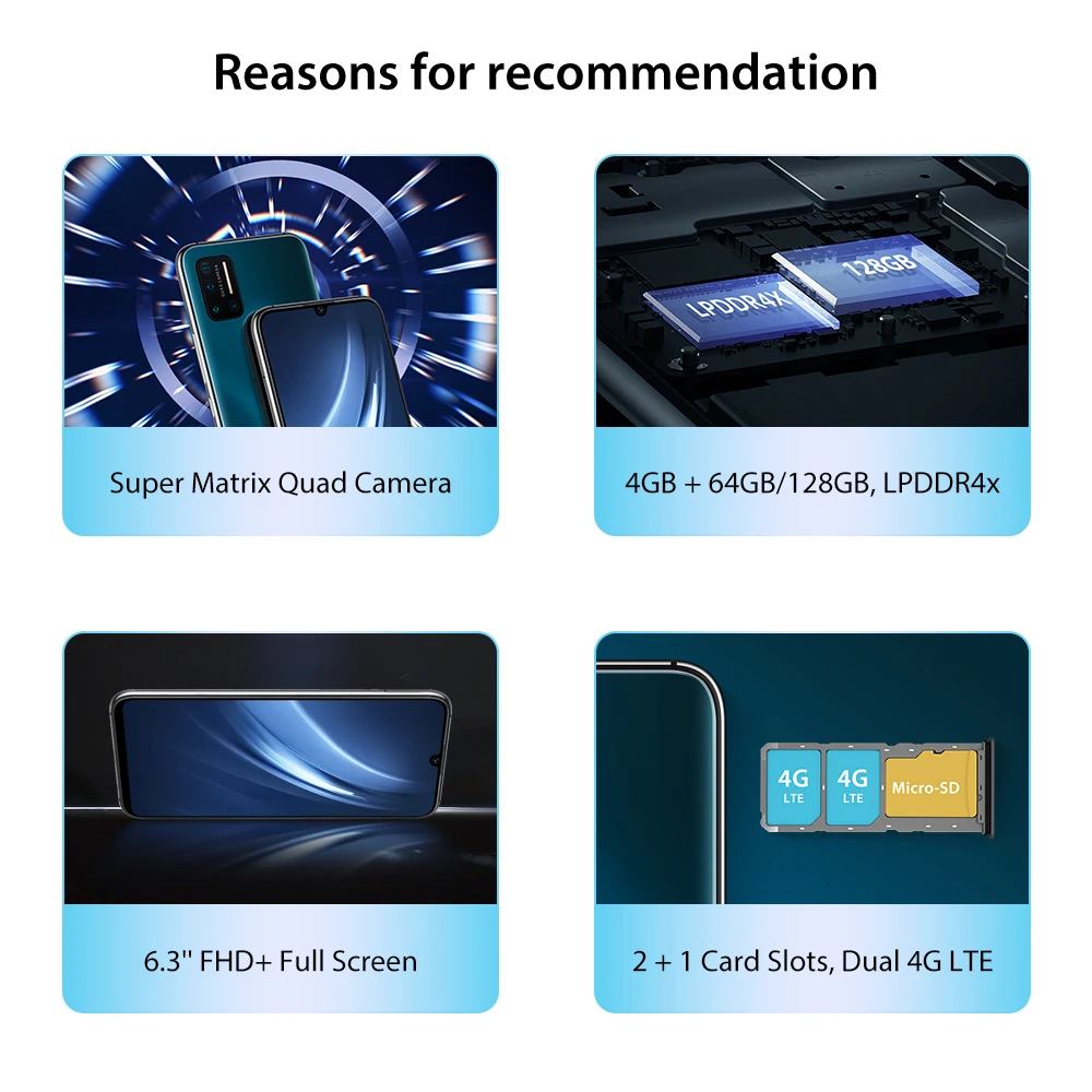 In Stock UMIDIGI A7 Pro Global Version Phone Quad Camera Android 10 OS 6.3 FHD+ Full Screen 64GB/128GB ROM LPDDR4X Octa Core