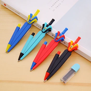 

1 Set Cartoon Compass+Replacement Refill+Eraser Kit Drawing Gadget Student Stationery Geometry Drafting Math Learning Compasses