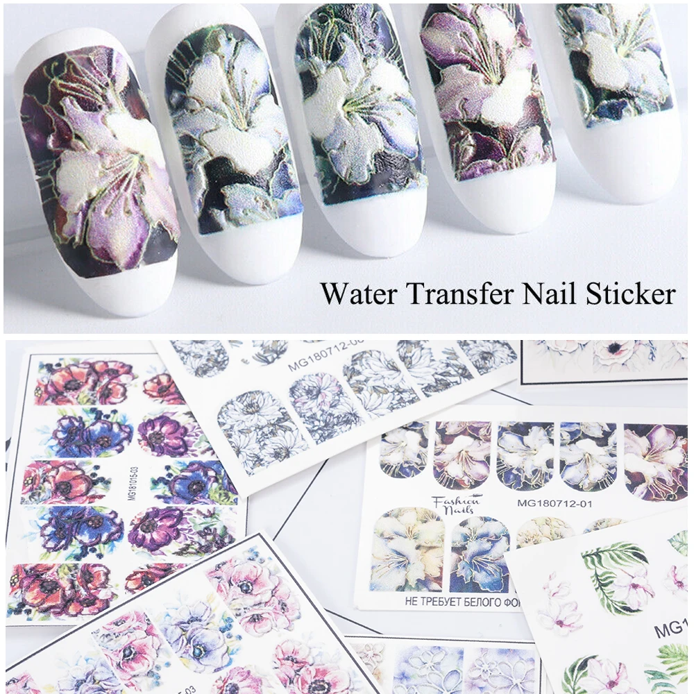 

2019 New 3D Flower Embossed Nail Sticker Decals Water Flower Acrylic Engraved Slider Nail Art Wholesale