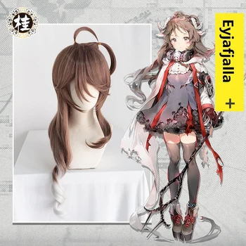 

Pre-sale UWOWO Game Arknights Eyjafjalla Cosplay Wig 80cm Brown Silver Gray Gradient Wavy Hair Cosplay Wig