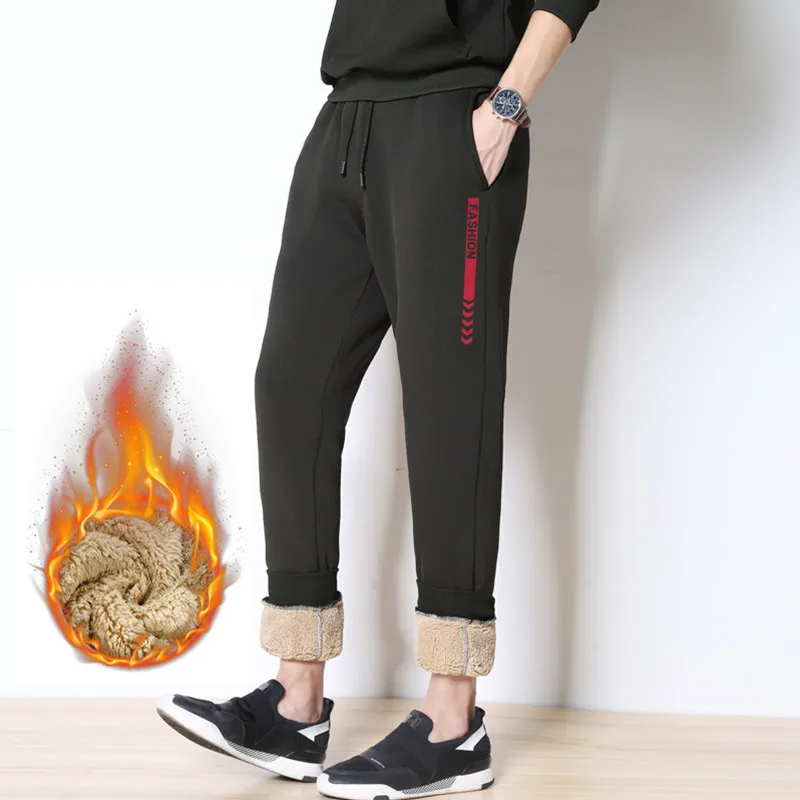 

Plus Size 4XL 2020 Winter Warm Fleece Joggers Sweatpants Men Casual Slim Fit Trousers Thick Lamb Velvet pants Male Streetwear
