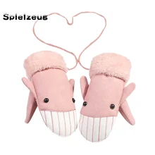 Милые детские перчатки с рисунком, теплые утепленные варежки, зимние лыжные перчатки, ветрозащитные Детские теплые перчатки# p4