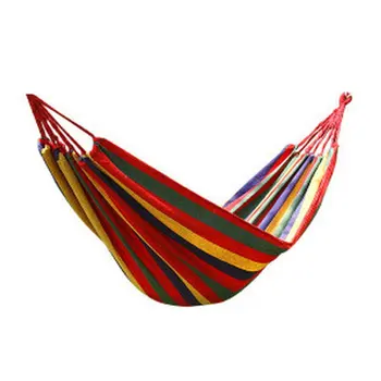 

Outdoor single and double canvas swing hammock Canvas bending stick hammock Strong knot 16 strand cotton rope Travel Camping