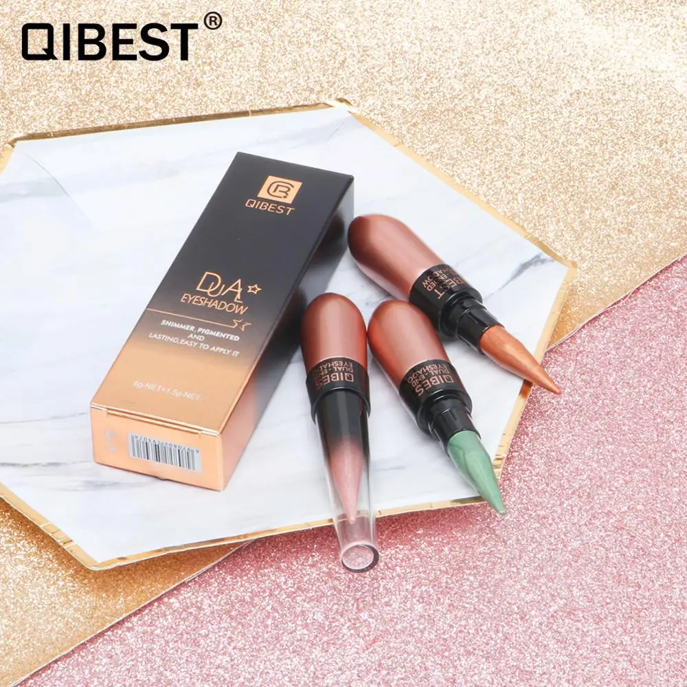 2 in 1 Eyes Makeup Eye Shadow+ Liner Combination Waterproof Shimmer Eyeshadow Cream Stick Make up Black Eye Liner Pencil Kit