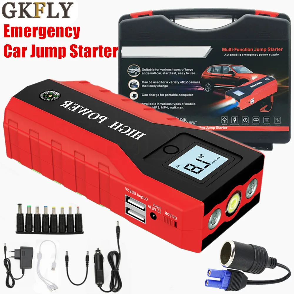 GKFLY аварийный автомобильный скачок стартер power Bank 12 В 1000A портативный пусковой усилитель устройства Автомобильное зарядное устройство для автомобиля батарея Buster светодиодный - Цвет: Red with box