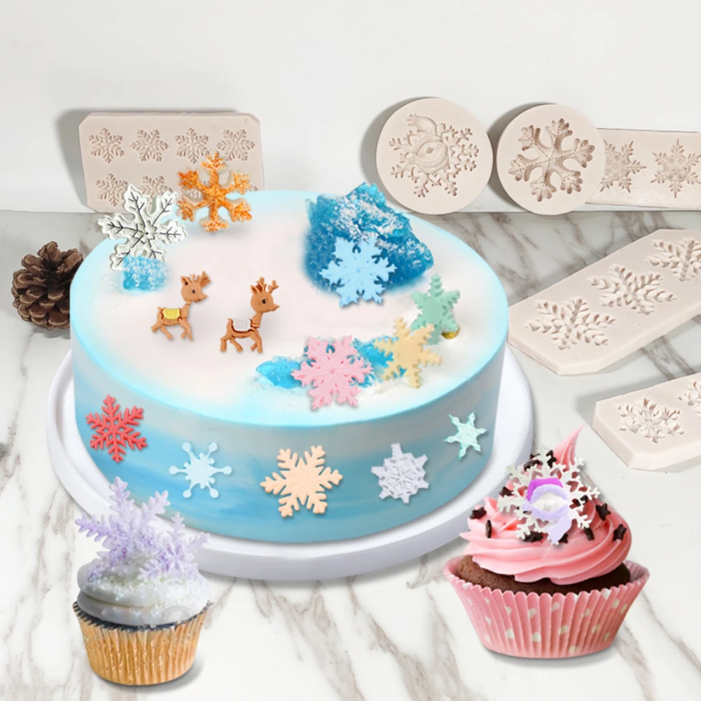 

Christmas Series Silicone Mold Christmas Snowflake Cake Mold Cake Decorating Tools Mousse Dessert Mould Cake Tools