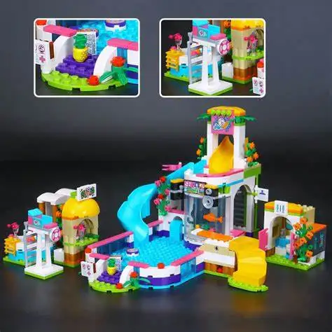 

01013 Friends Heartlake Summer Swimming pool 41313 Model Building Blocks with Girl Toys Bricks Children Toys compatible legoes