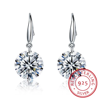 

Crystal From Swarovski 925 Sterling Silver Drop Earrings For Women Fish Ear Hook Earrings Dangle Cz Stone Pendant Earring