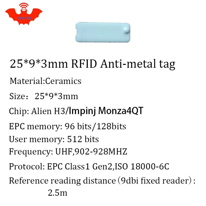 UHF RFID Анти металлическая метка 915 МГц 868 Alien Higgs3 EPCC1G2 6C переноска 25*9*3 мм