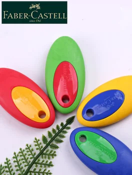 

Faber-Castell 4 Colors Oval Eraser PVC-free Dust Free Bright Color Ergonomic Plastic Grip Zone for Sketching Drawing Stationary