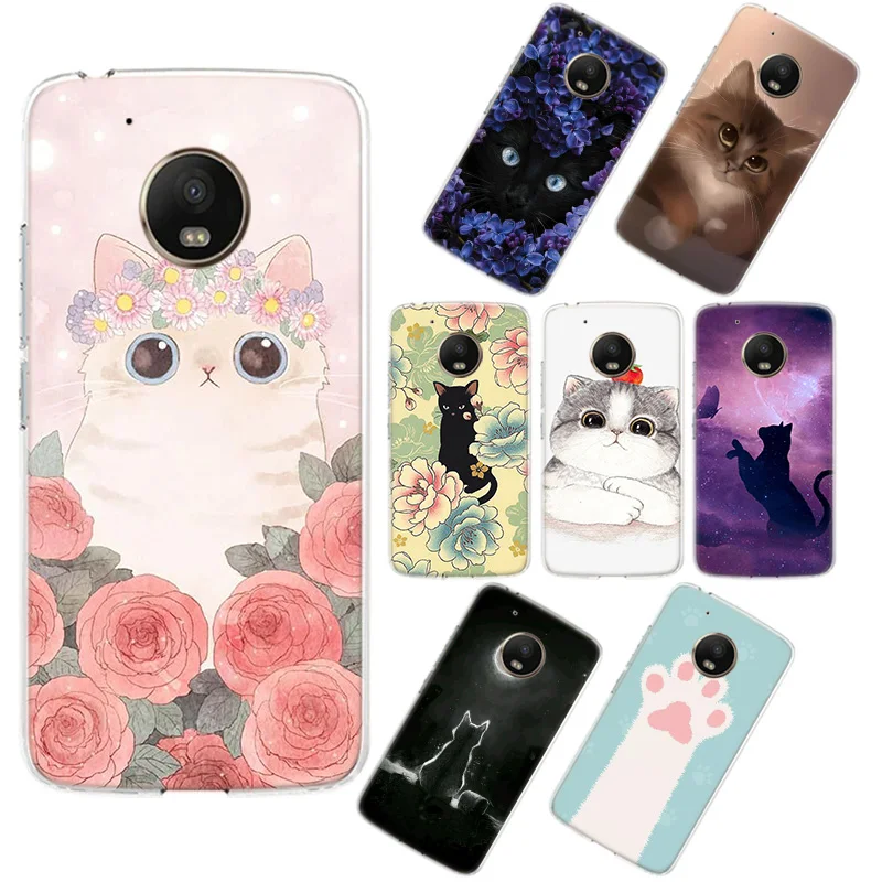 

Cartoon coque Cat flower Phone Case For Motorola G4 G5 G5S G6 G7 G4Play G5Plus G6Plus G7Play E6Plus Phone Case Cover