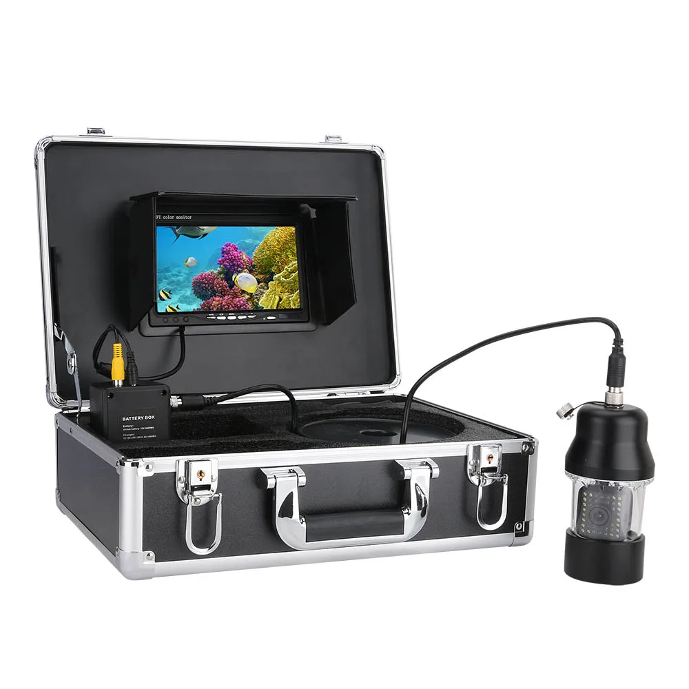 38 LEDs Underwater Fishing Video Camera Fish Finder Waterproof IP68 8G DVR Recorder 7'LCD Screen Black Silver CCD Camera 4500mah